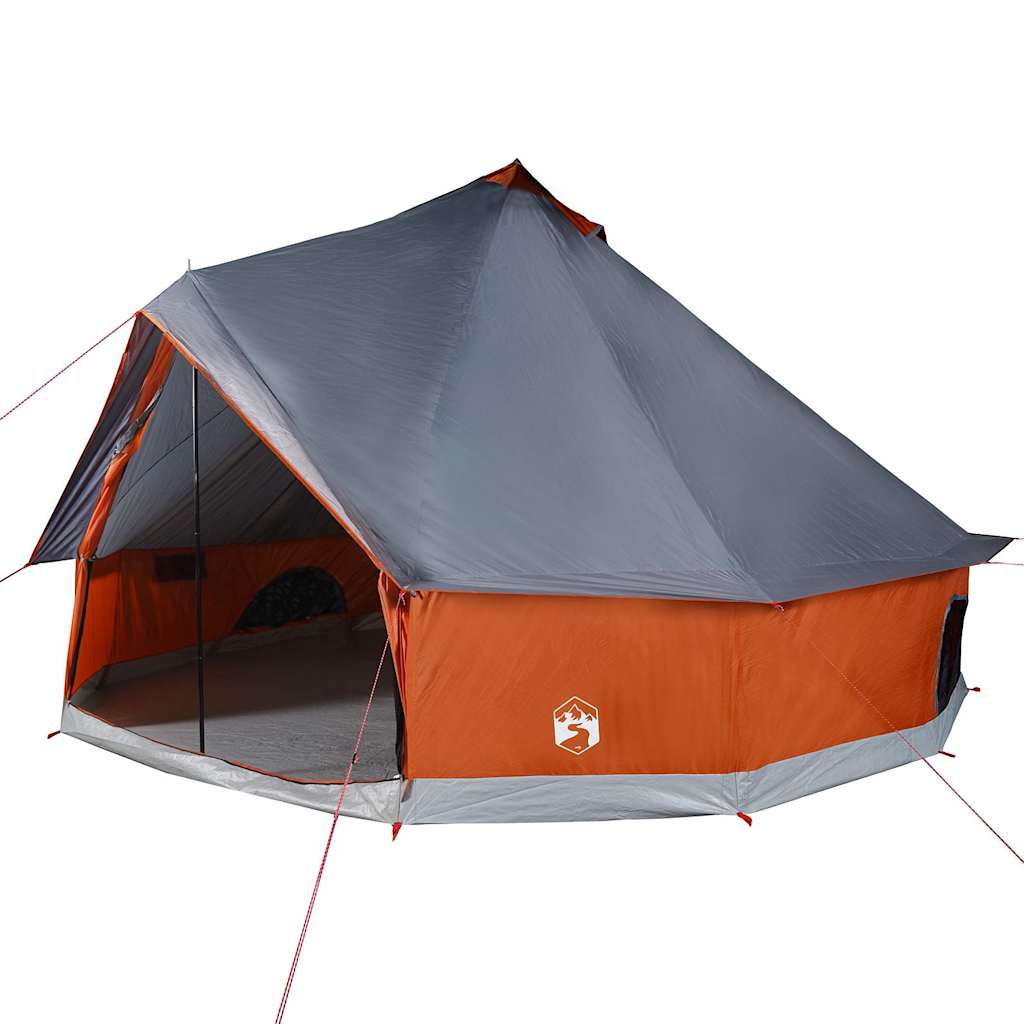 vidaXL Family Tent Tipi 12-Person Grey and Orange Waterproof 2