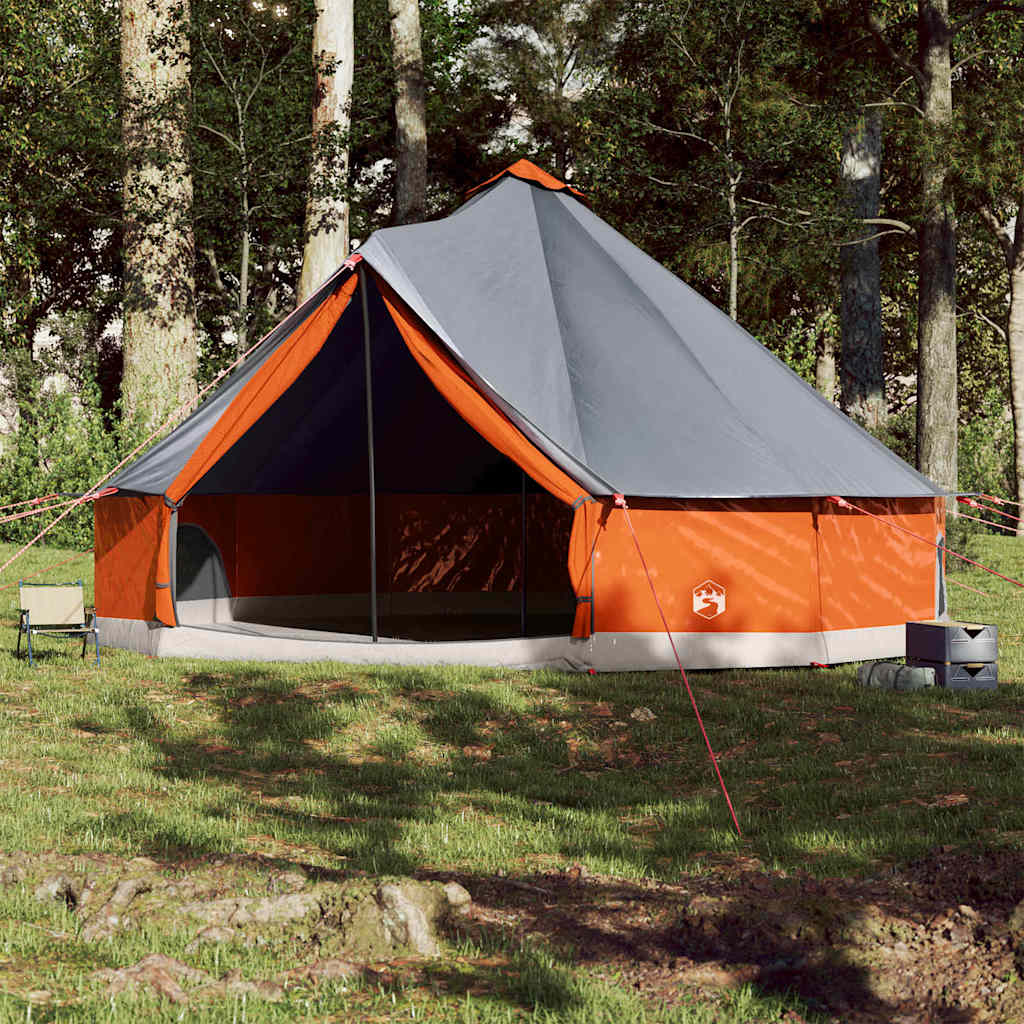 vidaXL Family Tent Tipi 12-Person Grey and Orange Waterproof 3