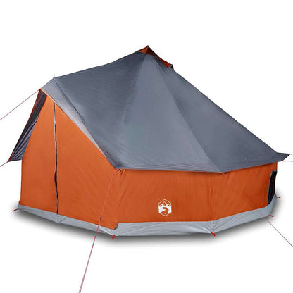 vidaXL Family Tent Tipi 12-Person Grey and Orange Waterproof 4