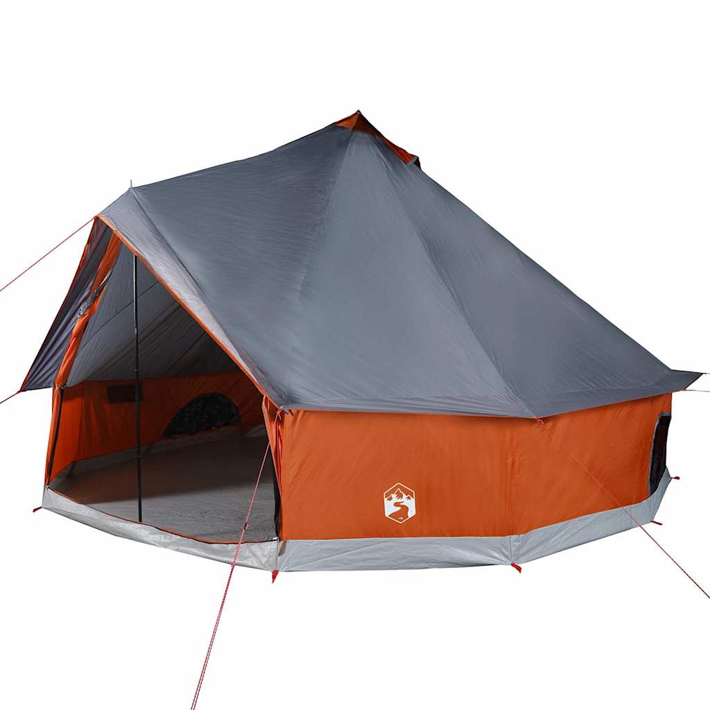 vidaXL Family Tent Tipi 10-Person Grey and Orange Waterproof 2