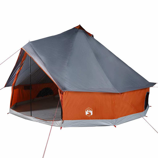 vidaXL Family Tent Tipi 10-Person Grey and Orange Waterproof 2