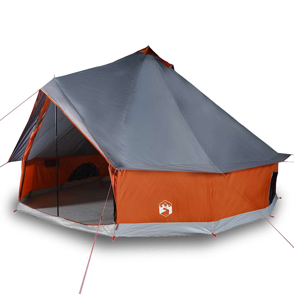 vidaXL Family Tent Tipi 10-Person Grey and Orange Waterproof 4