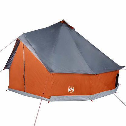 vidaXL Family Tent Tipi 10-Person Grey and Orange Waterproof 5