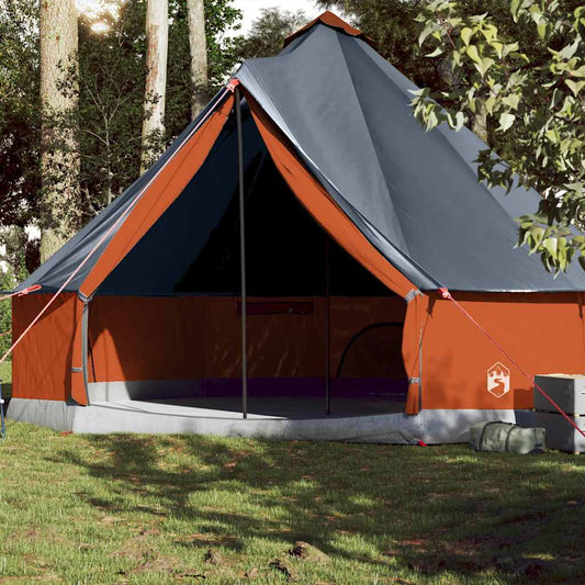 vidaXL Family Tent Tipi 10-Person Grey and Orange Waterproof 1