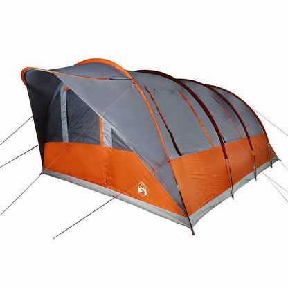 vidaXL Family Tent Tunnel 7-Person Grey and Orange Waterproof 2