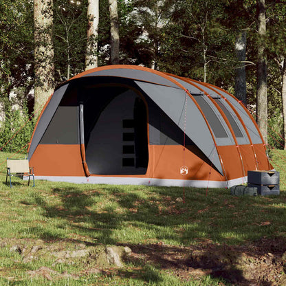 vidaXL Family Tent Tunnel 7-Person Grey and Orange Waterproof 3