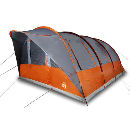 vidaXL Family Tent Tunnel 7-Person Grey and Orange Waterproof 4
