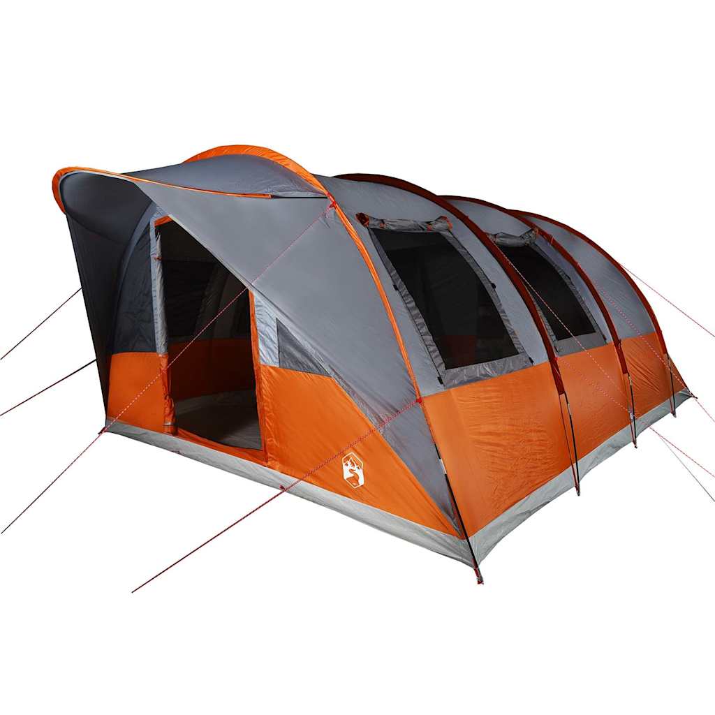 vidaXL Family Tent Tunnel 7-Person Grey and Orange Waterproof 5