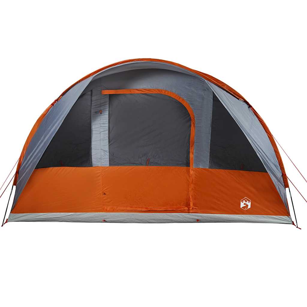 vidaXL Family Tent Tunnel 7-Person Grey and Orange Waterproof 6