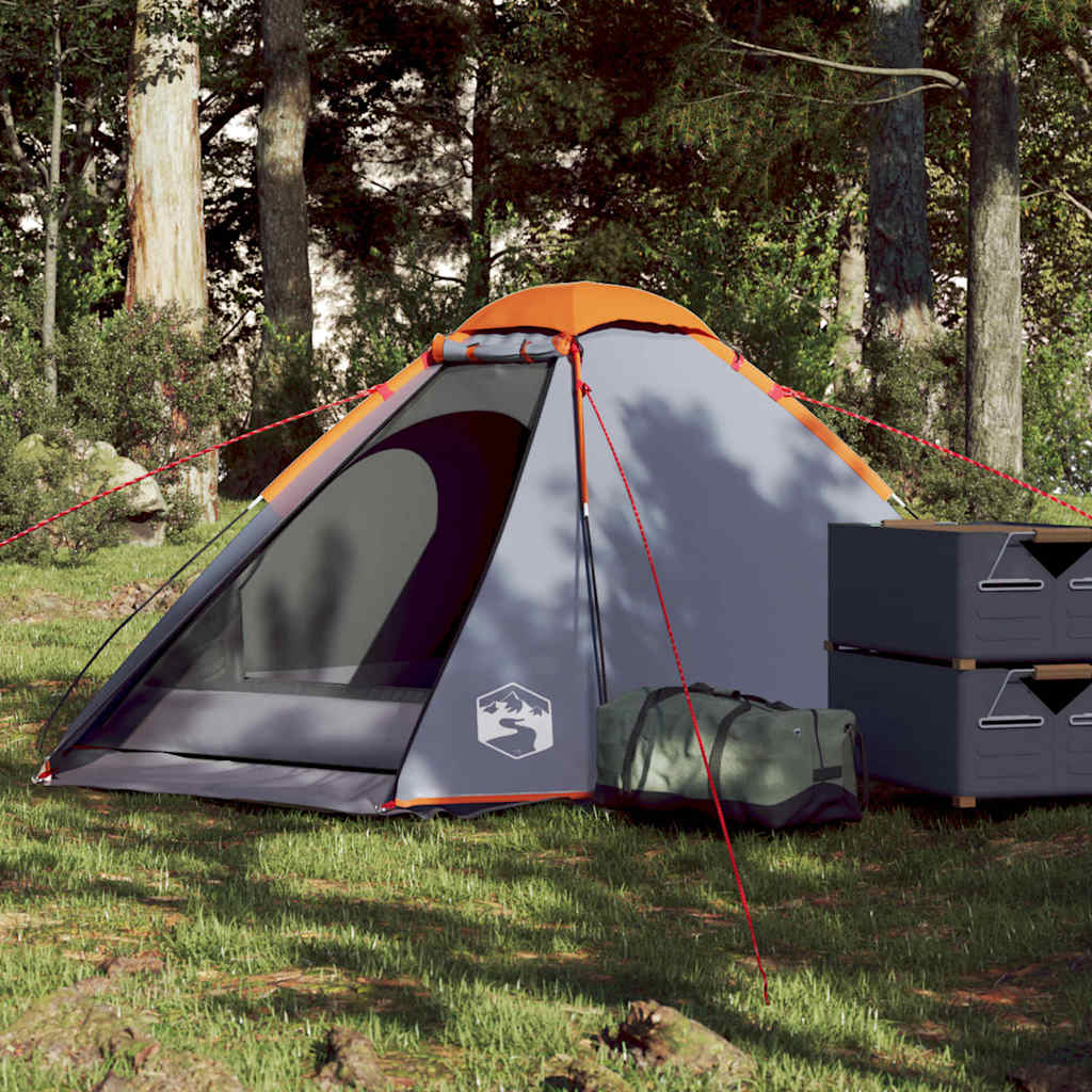 Camping Tent Dome Waterproof Grey and orange 2-person