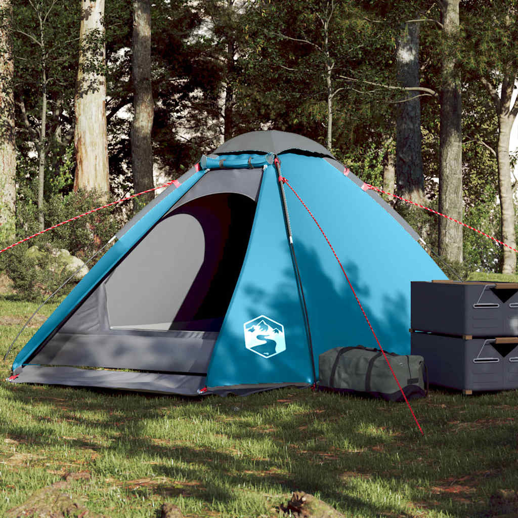 Camping Tent Dome Waterproof Blue 4-person