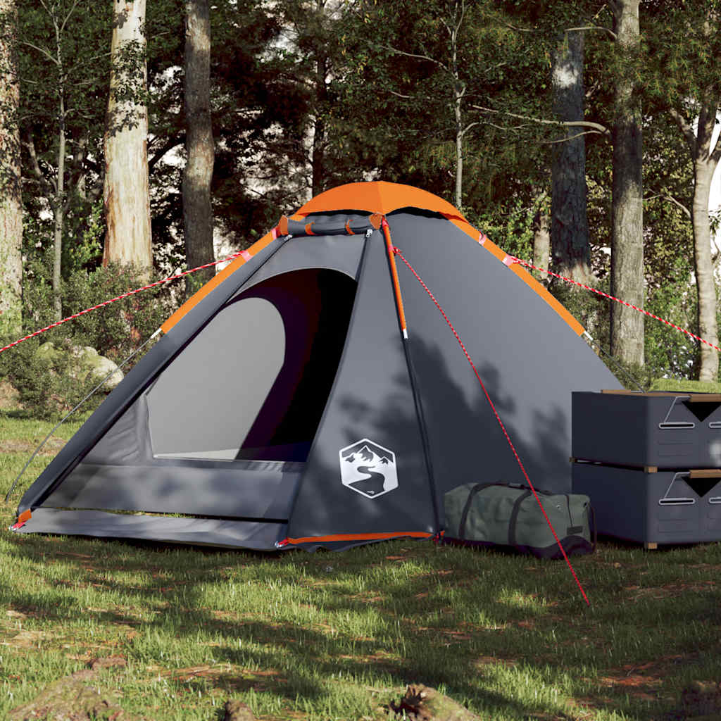Camping Tent Dome Waterproof Grey and orange 4-person