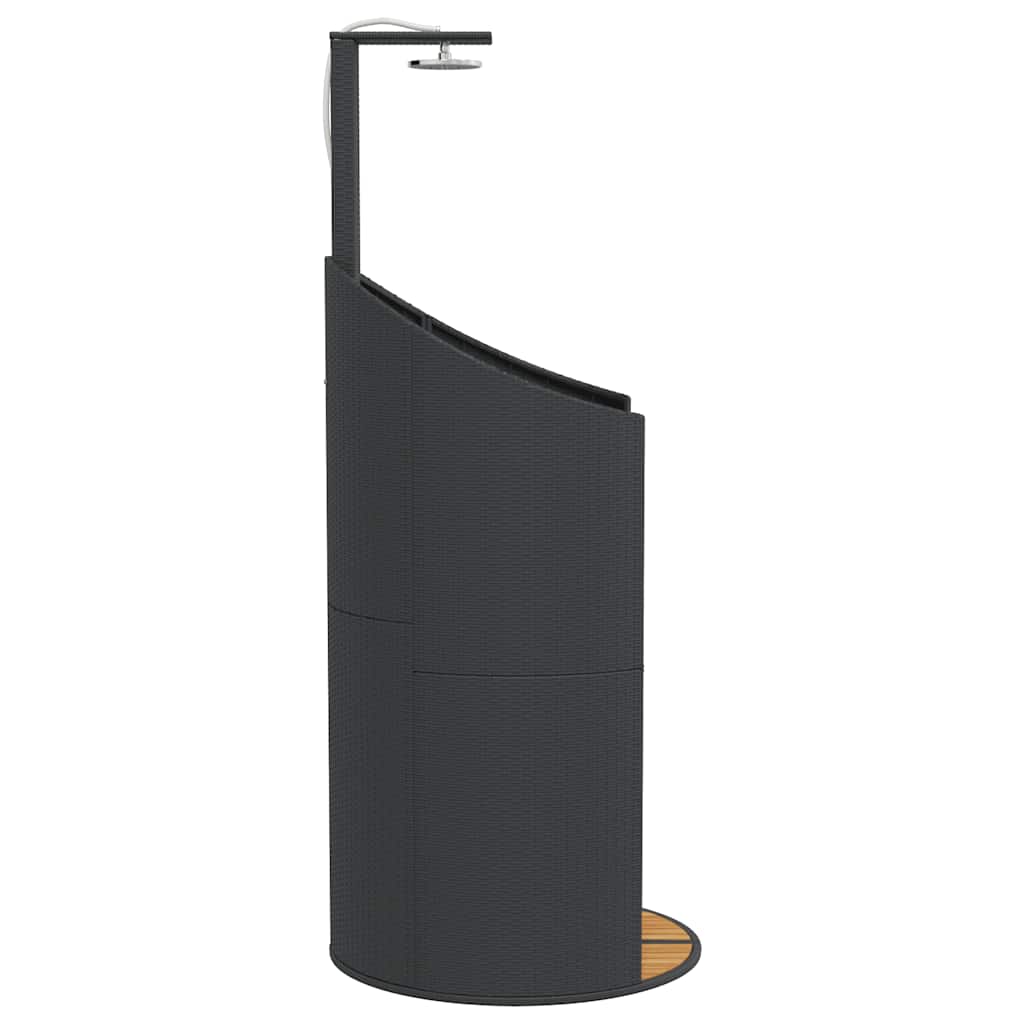 vidaXL Outdoor Shower Black 100x100x241.5 cm Poly Rattan&Acacia Wood 5