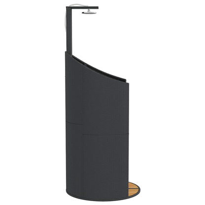 vidaXL Outdoor Shower Black 100x100x241.5 cm Poly Rattan&Acacia Wood 5