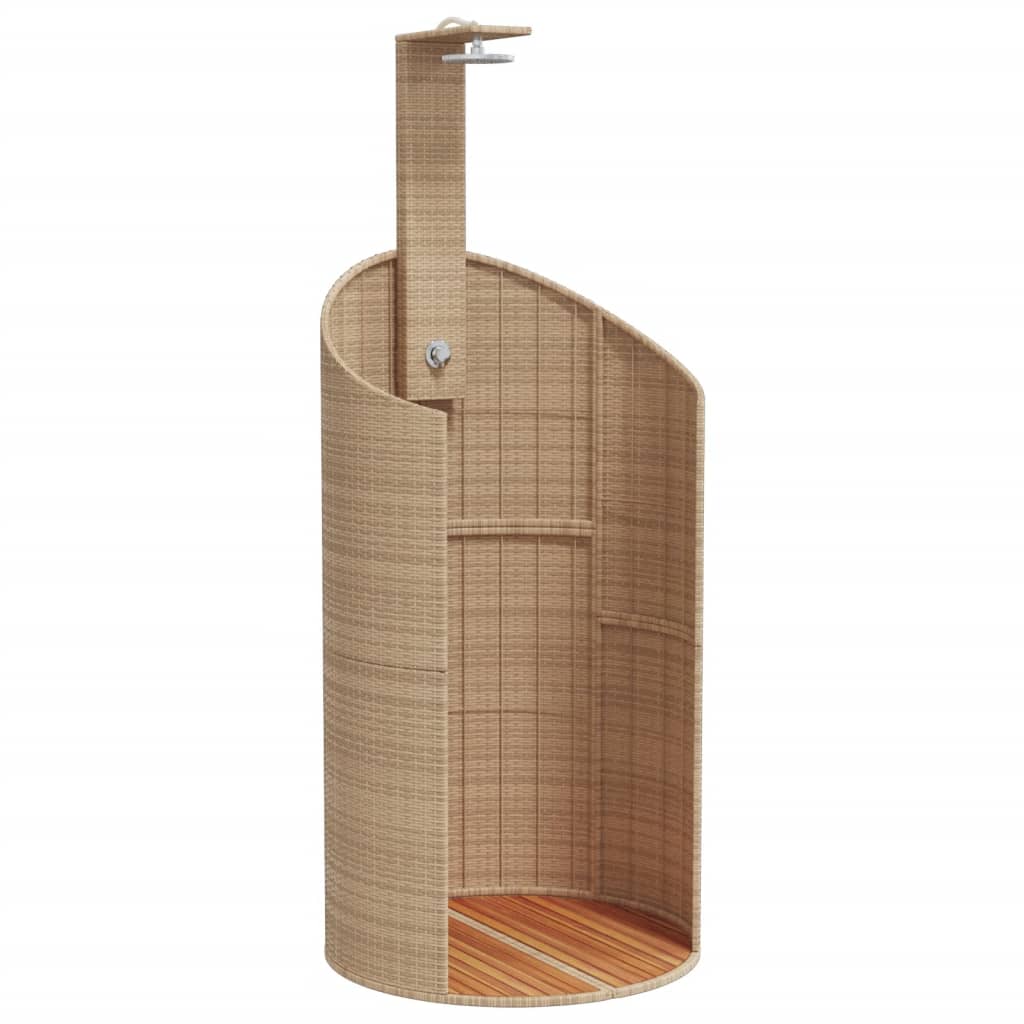vidaXL Outdoor Shower Beige 100x100x241.5 cm Poly Rattan&Acacia Wood 2
