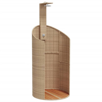 vidaXL Outdoor Shower Beige 100x100x241.5 cm Poly Rattan&Acacia Wood 2