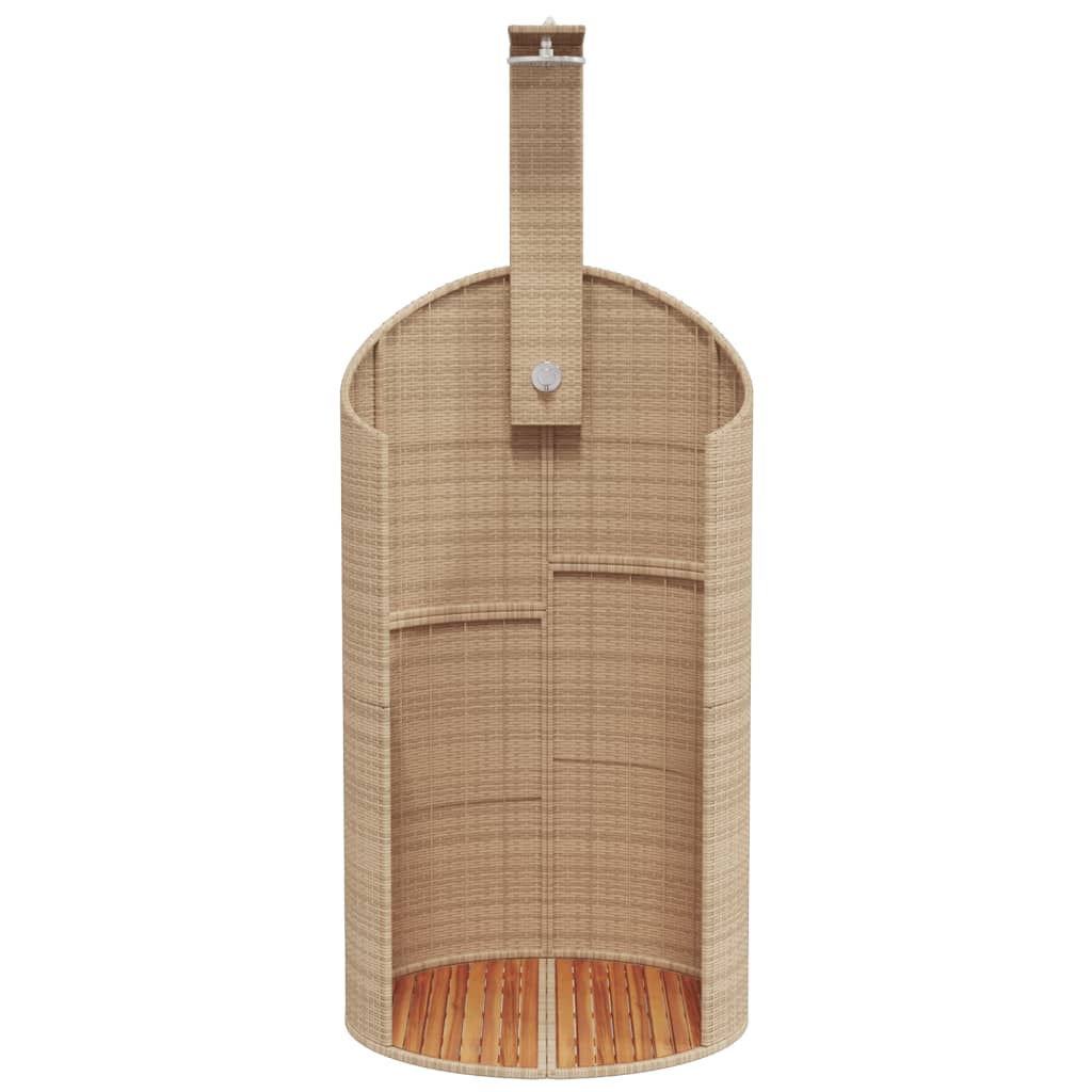 vidaXL Outdoor Shower Beige 100x100x241.5 cm Poly Rattan&Acacia Wood 4