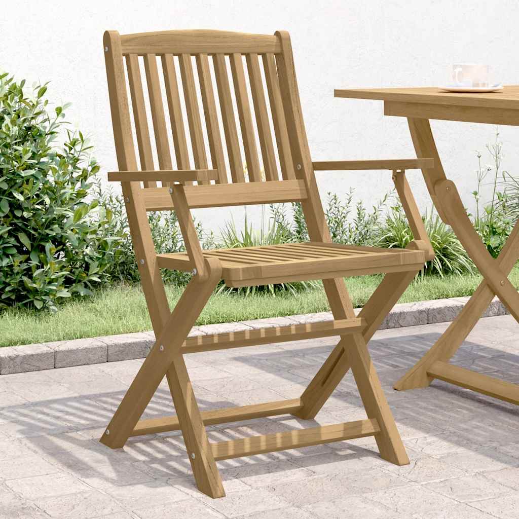 vidaXL Folding Chairs Solid Acacia Wood with Armrest