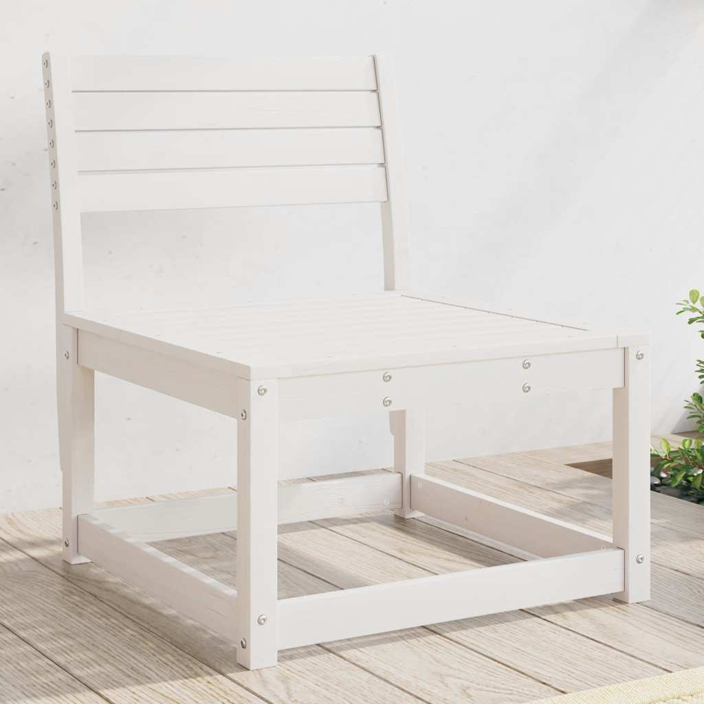 Garden Sofa Solid Wood Pine White without cushions 1