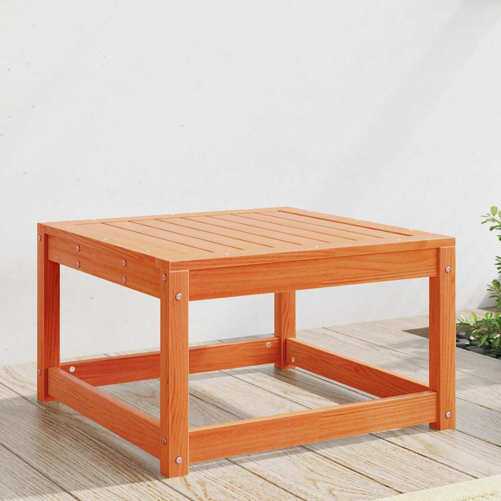 Garden Footstool Solid Wood Pine Wax brown Without cushions