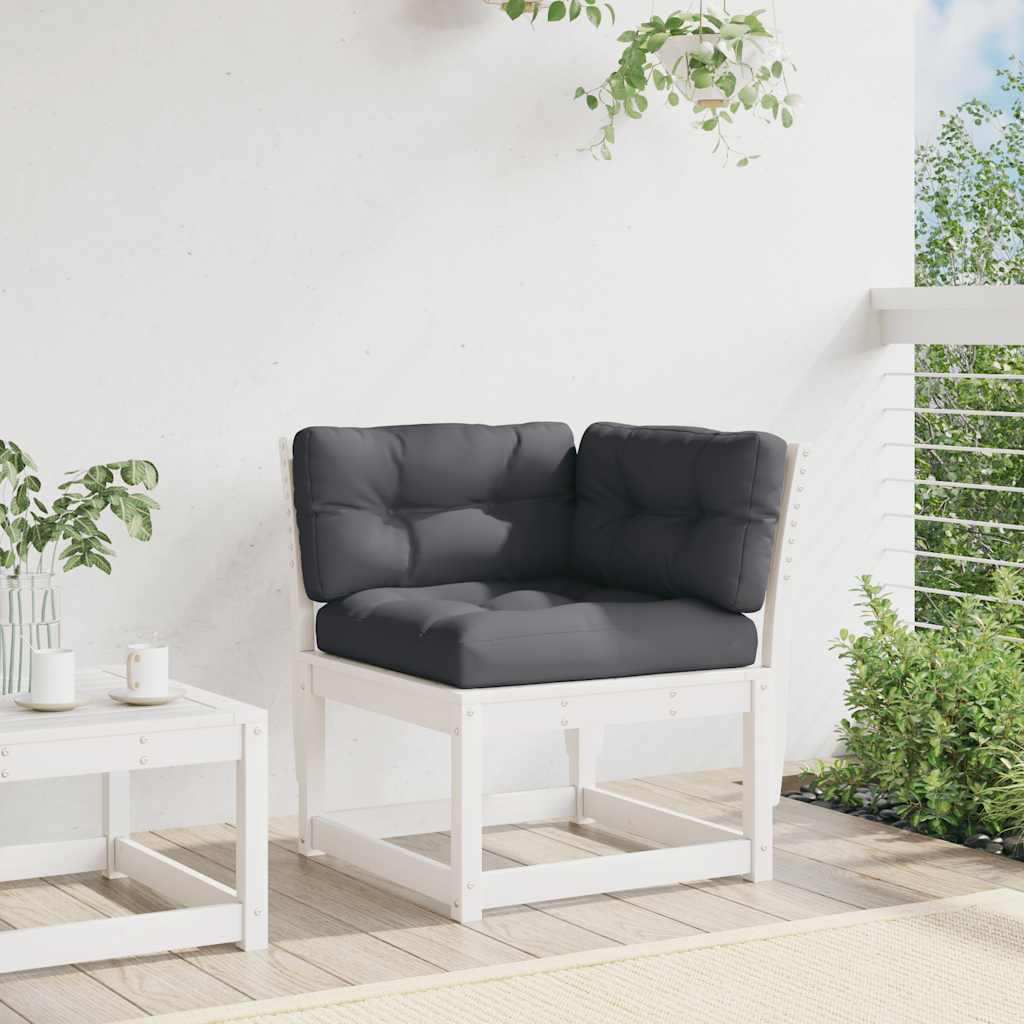 Garden Sofa Corner 73x73x78 cm Solid Wood Pine White With cushions