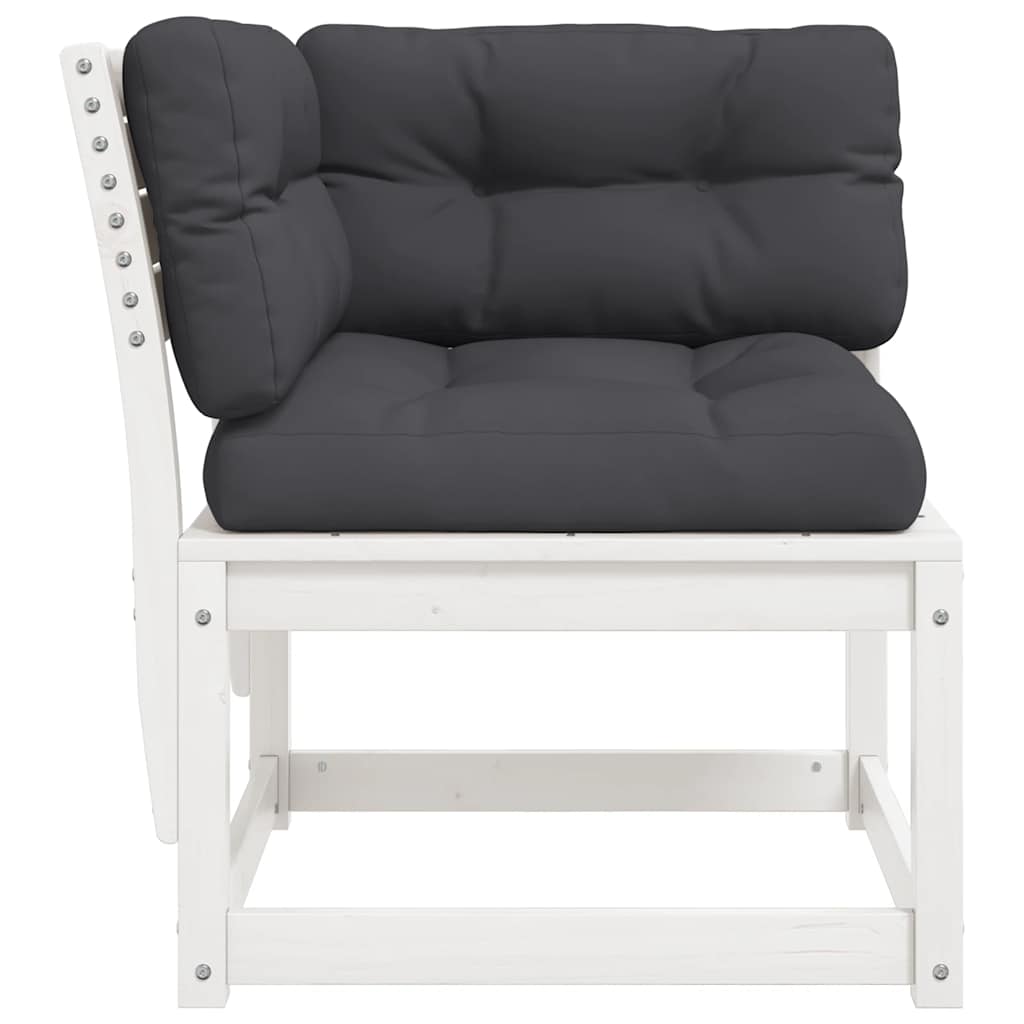 Garden Sofa Corner 73x73x78 cm Solid Wood Pine White With cushions