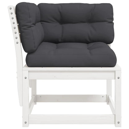 Garden Sofa Corner 73x73x78 cm Solid Wood Pine White With cushions