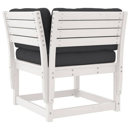Garden Sofa Corner 73x73x78 cm Solid Wood Pine White With cushions