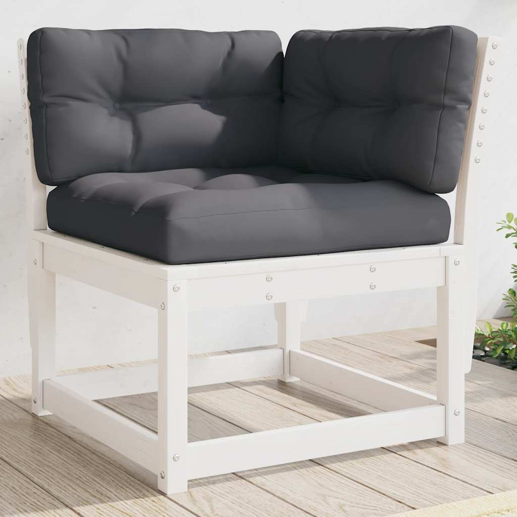 Garden Sofa Corner 73x73x78 cm Solid Wood Pine White With cushions