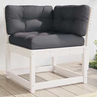 Garden Sofa Corner 73x73x78 cm Solid Wood Pine White With cushions
