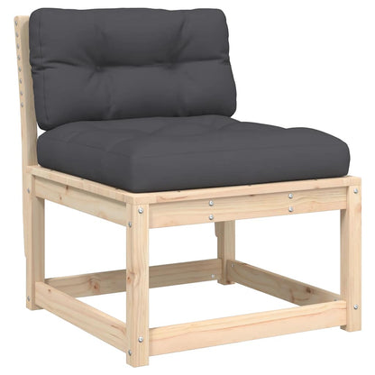 Garden Sofa Solid Wood Pine Natural pine with cushions 1