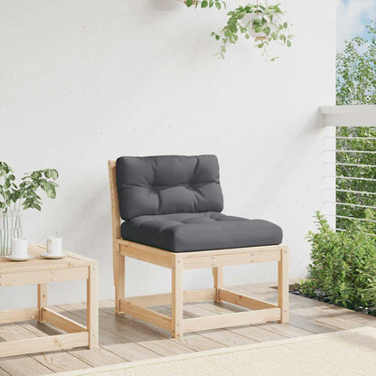 Garden Sofa Solid Wood Pine Natural pine with cushions 1