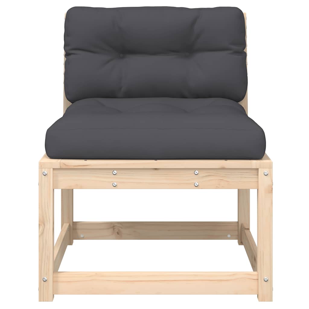 Garden Sofa Solid Wood Pine Natural pine with cushions 1