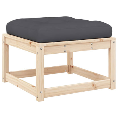 Garden Footstool Solid Wood Pine Natural pine With cushions