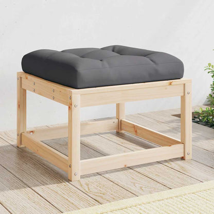 Garden Footstool Solid Wood Pine Natural pine With cushions