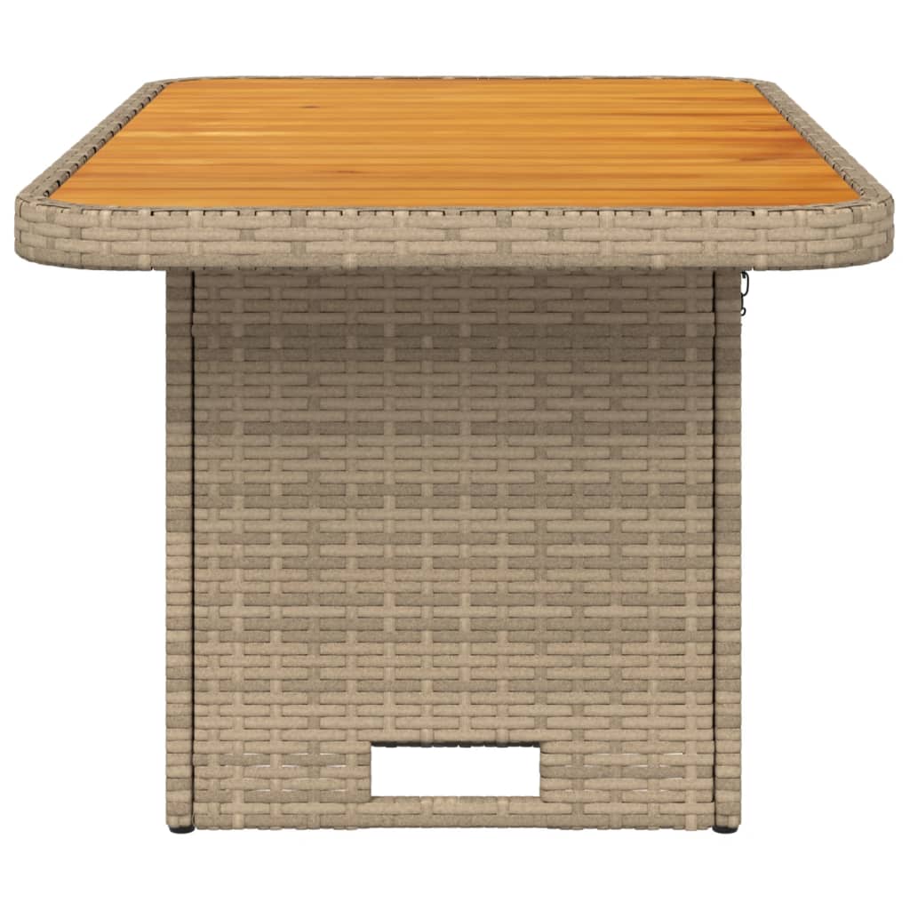 Garden Table Poly Rattan and Acacia Wood Beige 90 cm 55 cm
