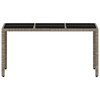 Garden Table with Glass Top 150x90x75 cm Poly Rattan Light grey