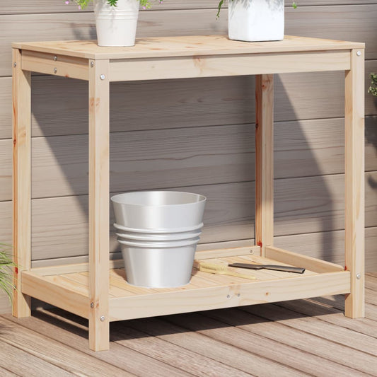 Potting Table with Shelf Solid Wood Pine Natural pine 82.5 cm 50 cm