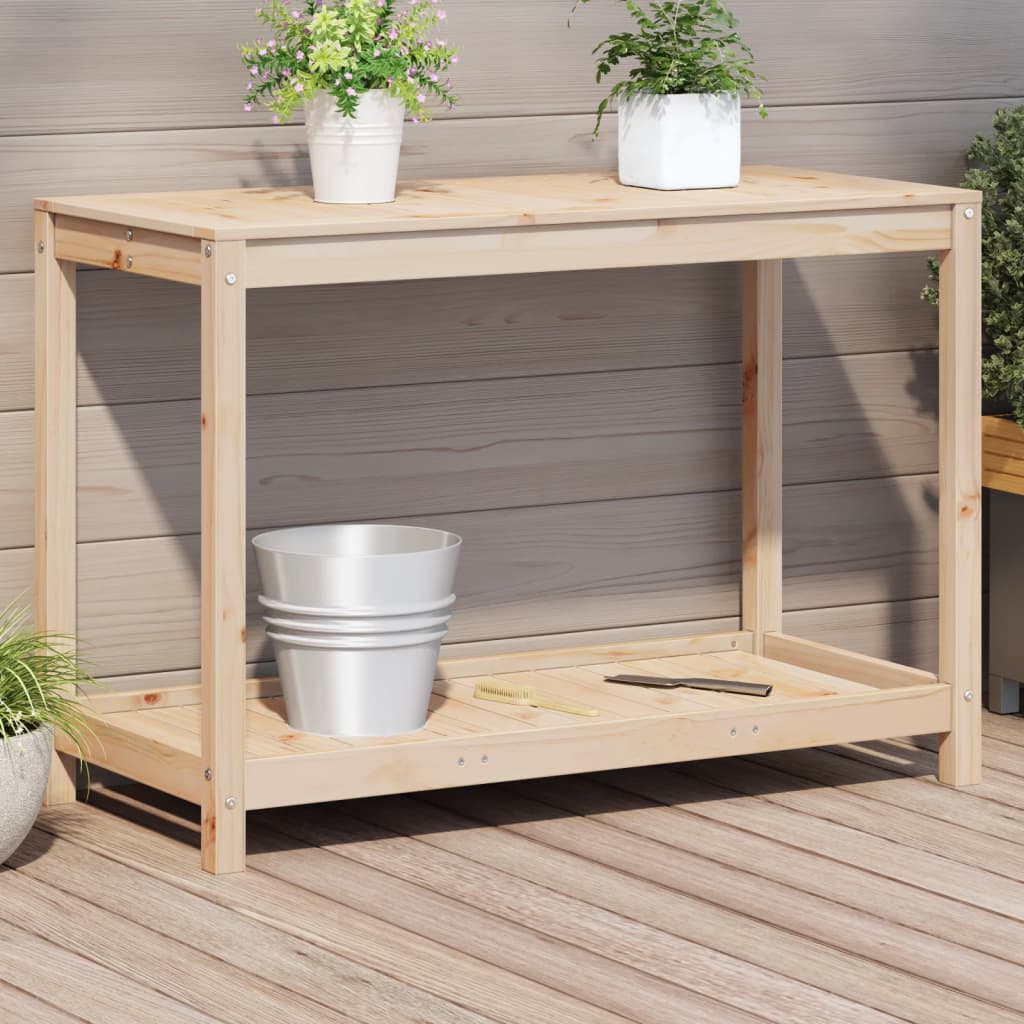 Potting Table with Shelf Solid Wood Pine Natural pine 108 cm 50 cm