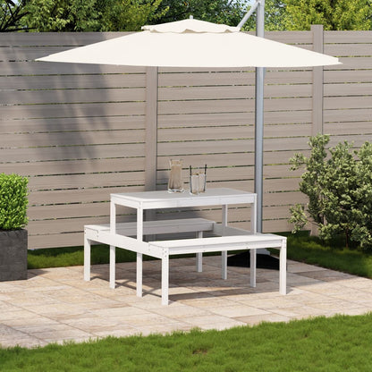Picnic Table Solid Wood Pine White 110 x 134 x 75cm