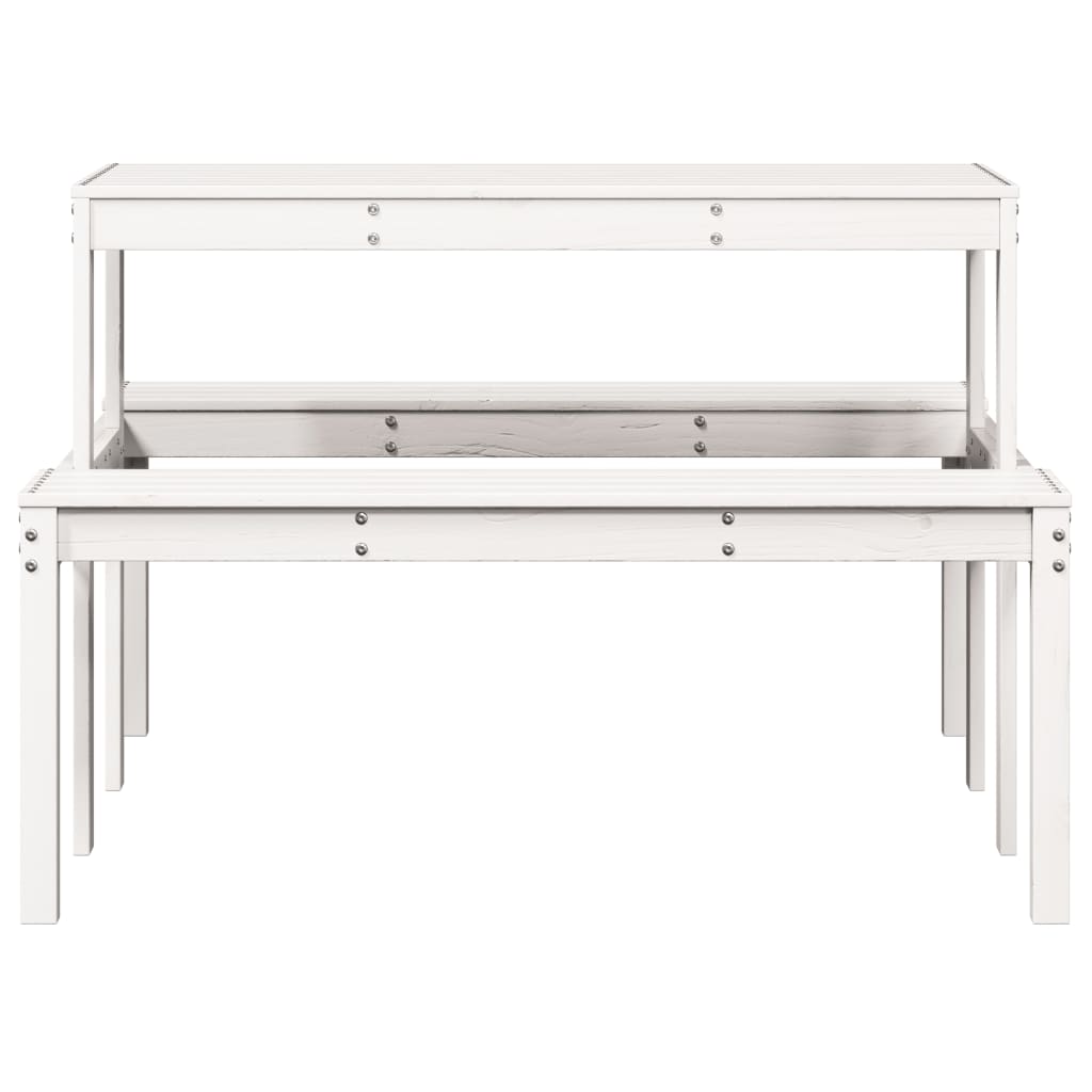 Picnic Table Solid Wood Pine White 110 x 134 x 75cm