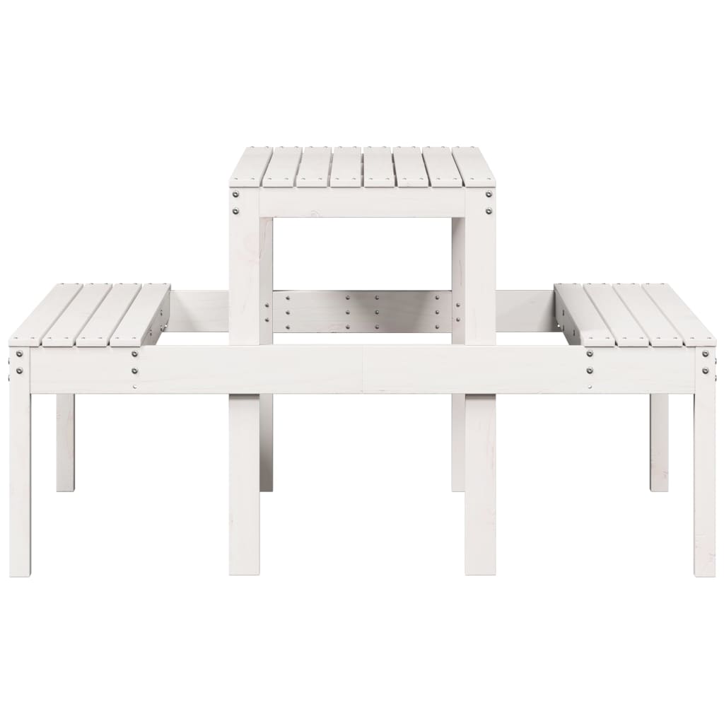 Picnic Table Solid Wood Pine White 110 x 134 x 75cm
