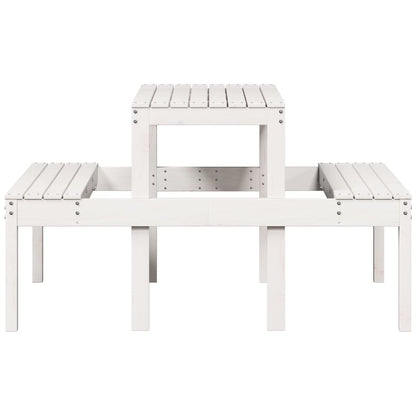 Picnic Table Solid Wood Pine White 110 x 134 x 75cm