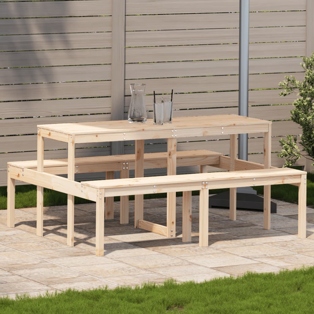 Picnic Table Solid Wood Pine Natural pine 160 x 134 x 75 cm