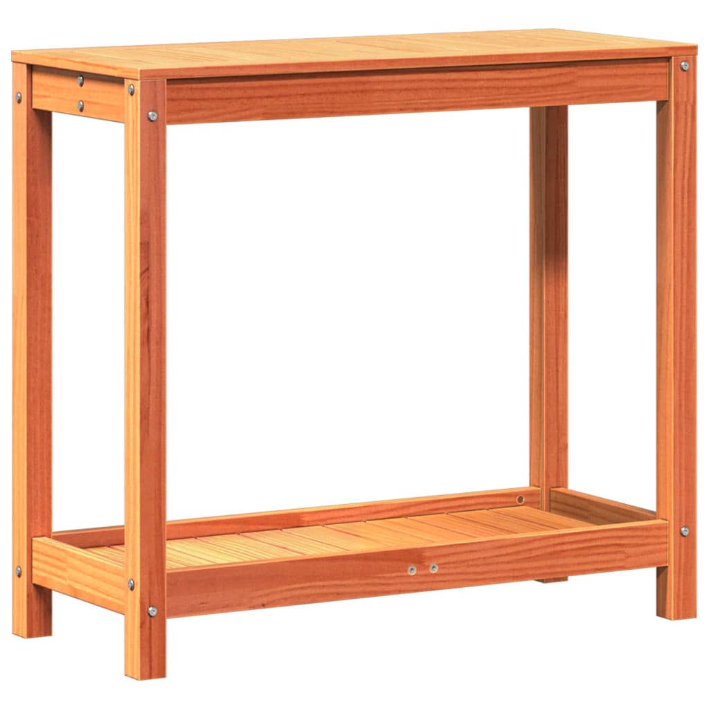 Potting Table with Shelf Solid Wood Pine Wax brown 82.5 cm 35 cm