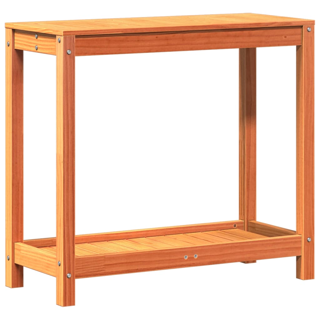 Potting Table with Shelf Solid Wood Pine Wax brown 82.5 cm 35 cm