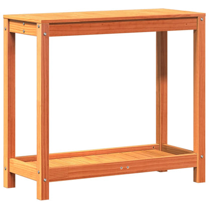Potting Table with Shelf Solid Wood Pine Wax brown 82.5 cm 35 cm