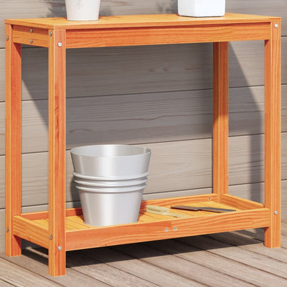 Potting Table with Shelf Solid Wood Pine Wax brown 82.5 cm 35 cm