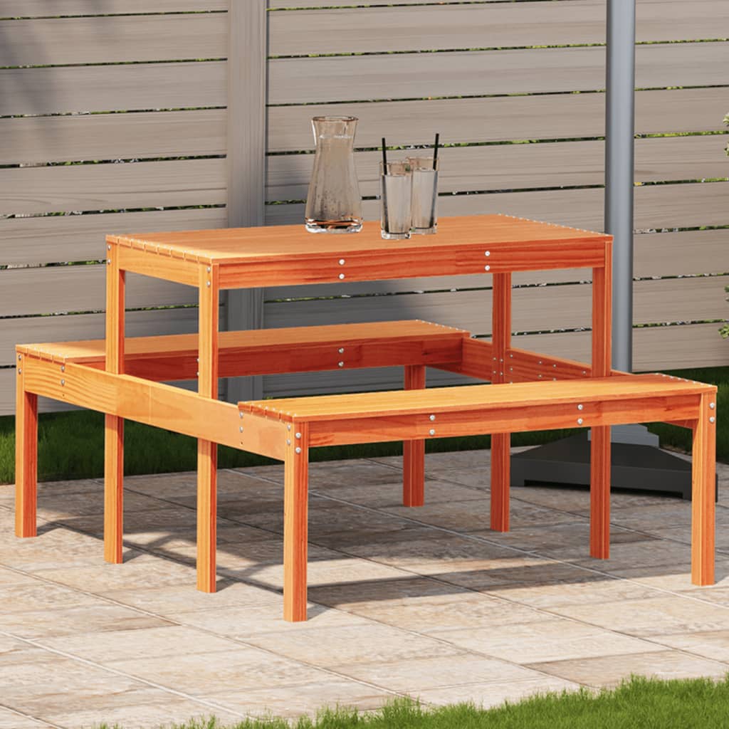Picnic Table Solid Wood Pine Wax brown 110 x 134 x 75cm