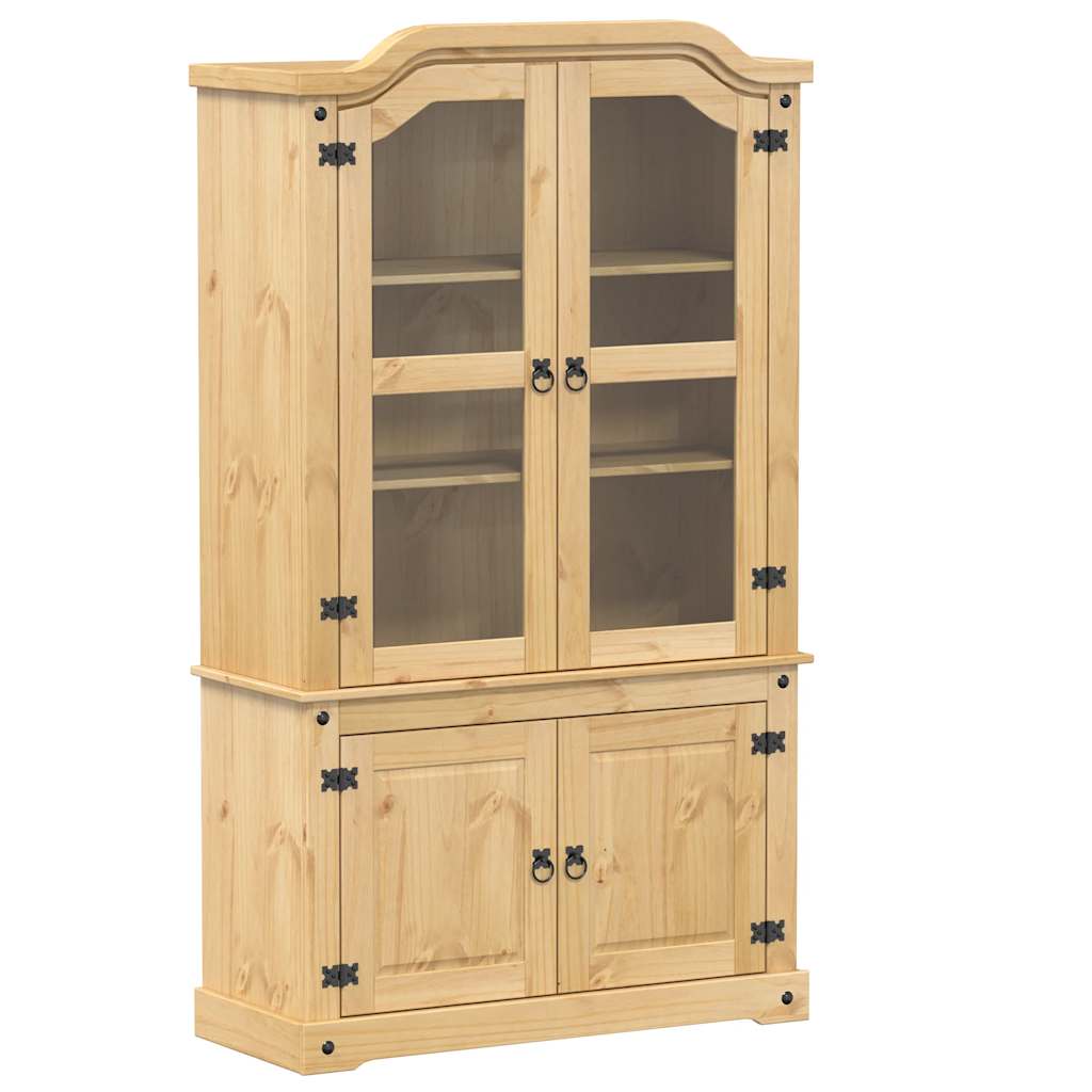 vidaXL Glass Display Cabinet "Corona" 103,5x42x180 cm Solid Wood Pine 2